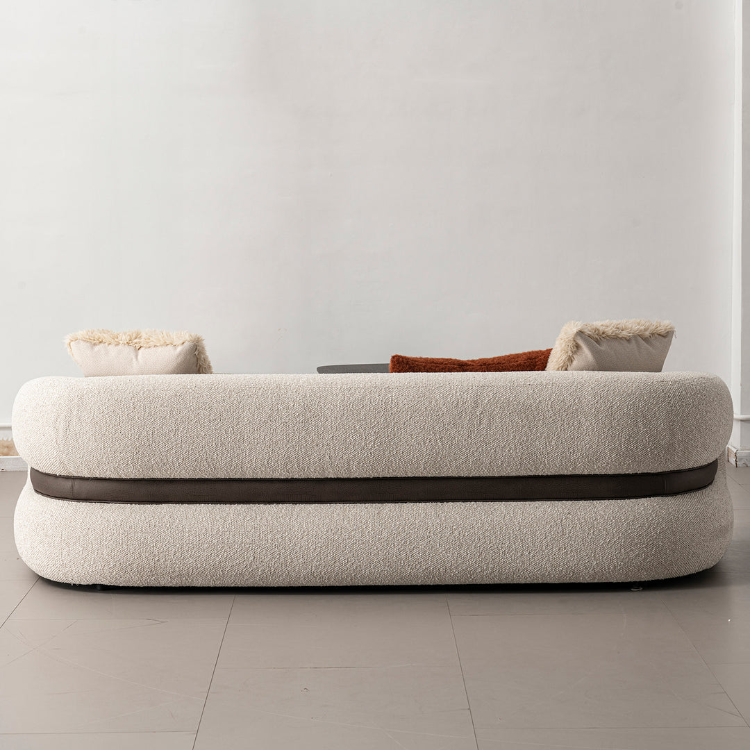 Cream boucle fabric 3 seater sofa curly environmental situation.