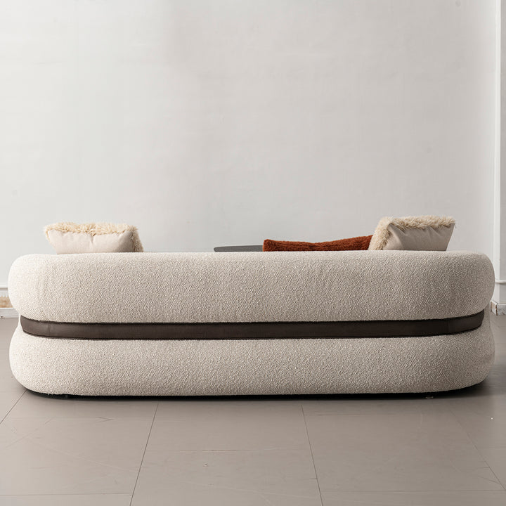 Cream boucle fabric 3 seater sofa curly environmental situation.