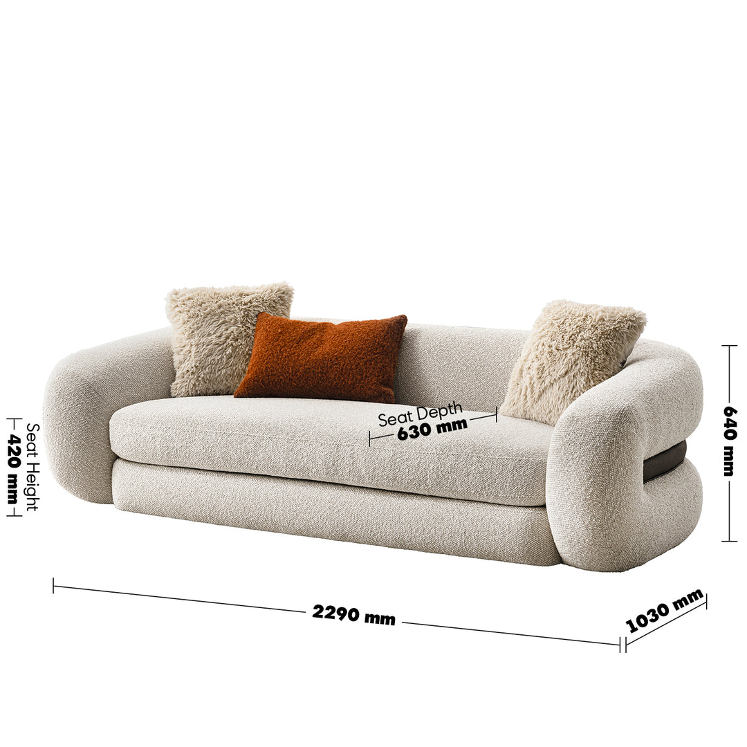 Cream boucle fabric 3 seater sofa curly size charts.