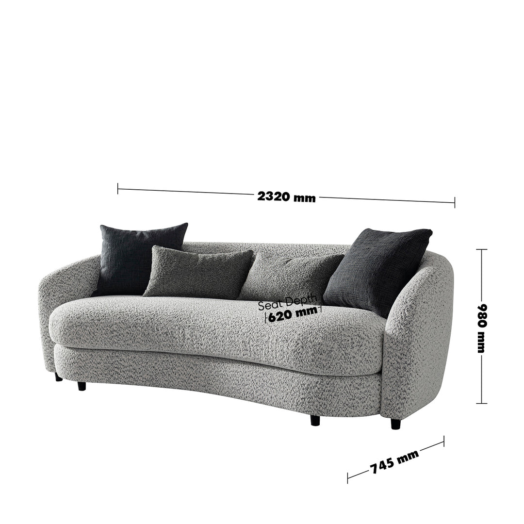 Cream boucle fabric 3 seater sofa nova size charts.