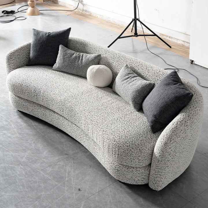 Cream boucle fabric 3 seater sofa nova in details.
