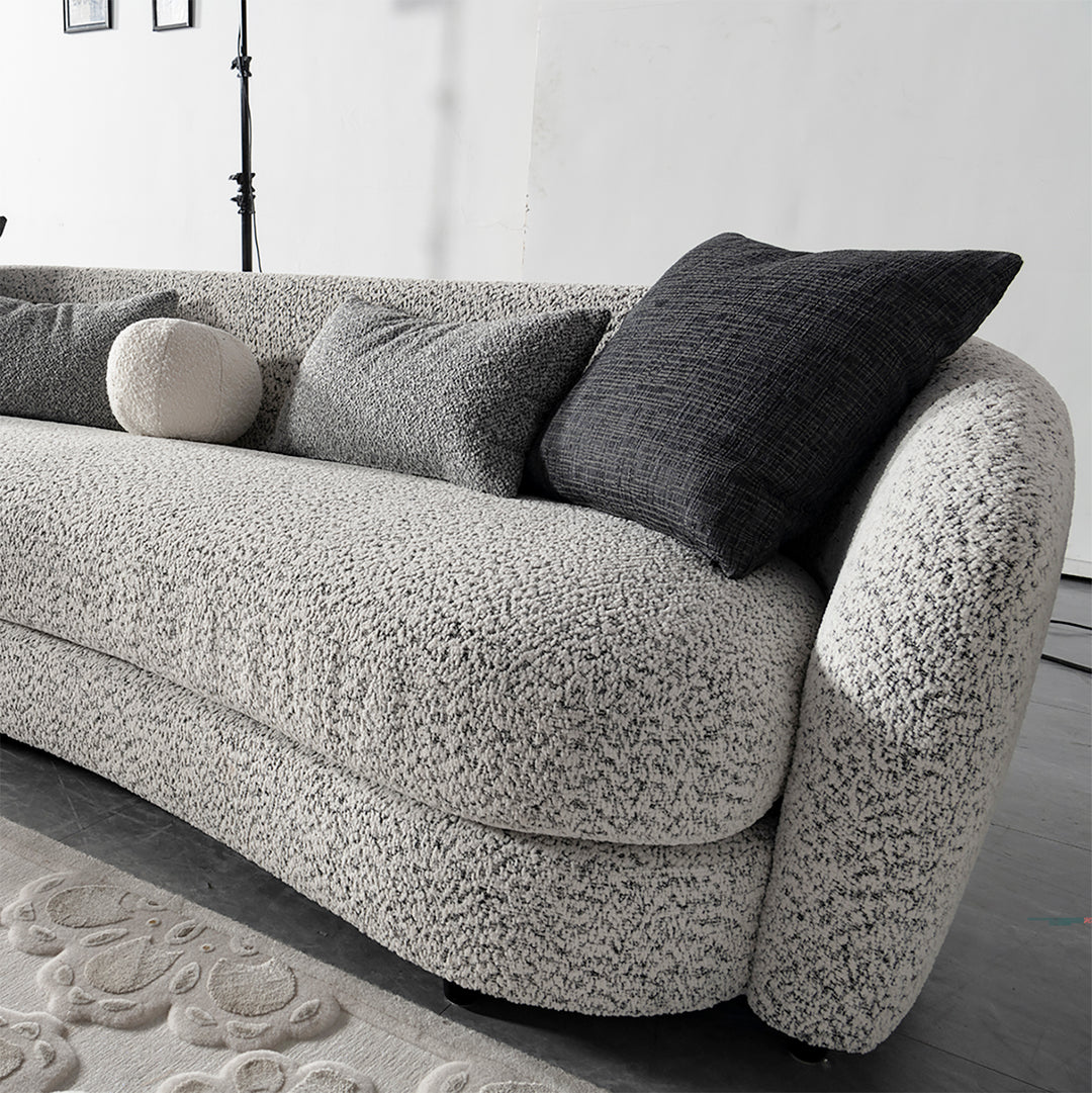 Cream boucle fabric 4 seater sofa nova material variants.