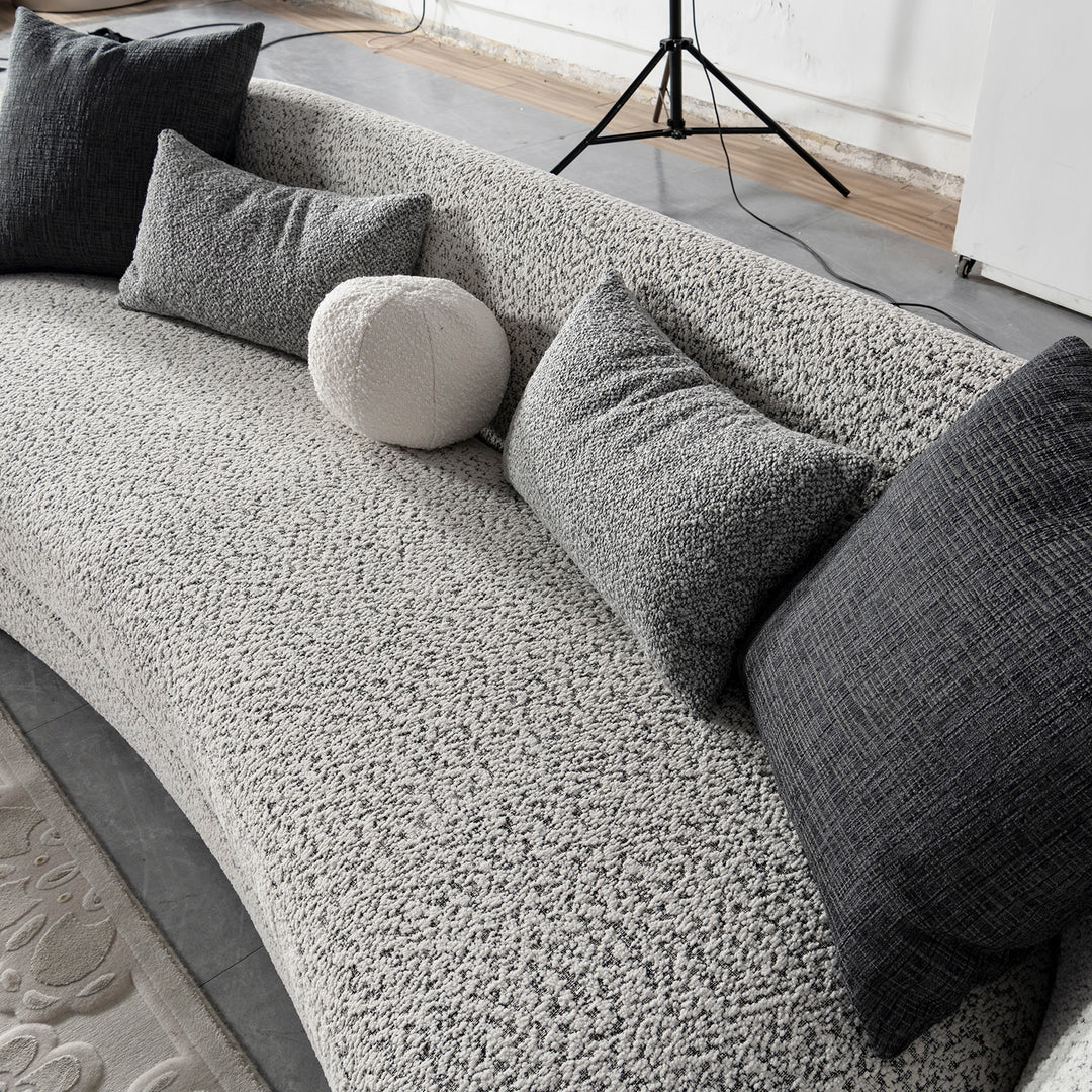 Cream boucle fabric 4 seater sofa nova in real life style.