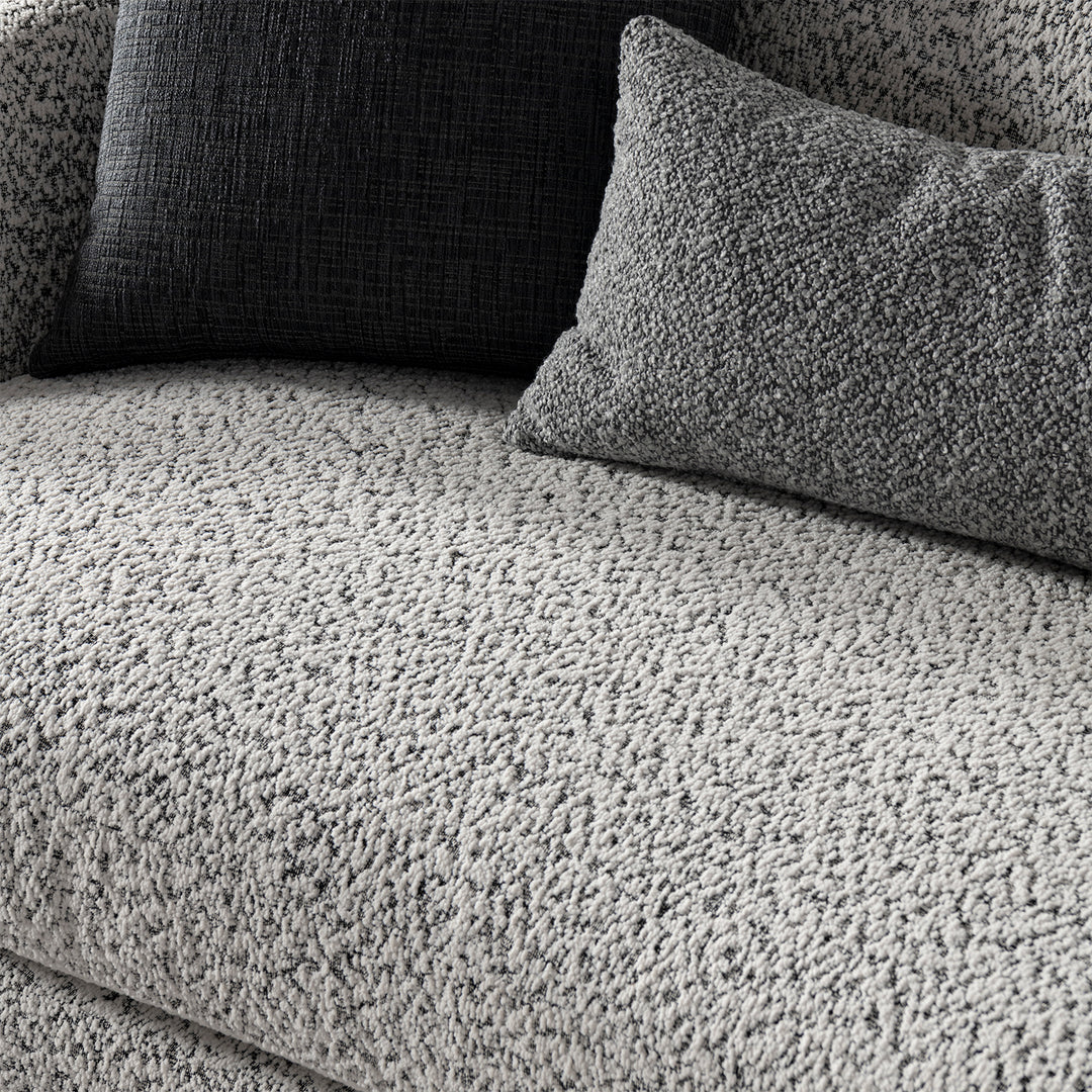 Cream boucle fabric 4 seater sofa nova in details.