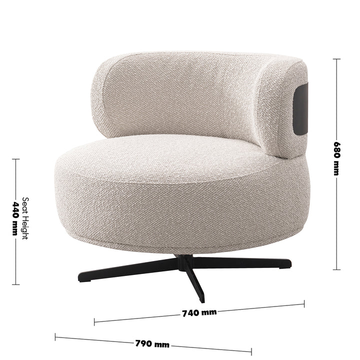 Cream boucle fabric revolving 1 seater sofa chair vuvo size charts.