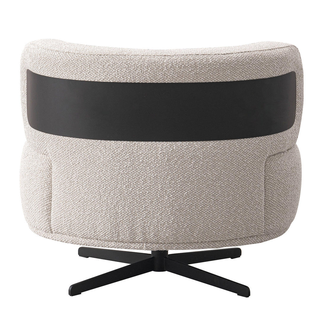 Cream boucle fabric revolving 1 seater sofa chair vuvo in real life style.