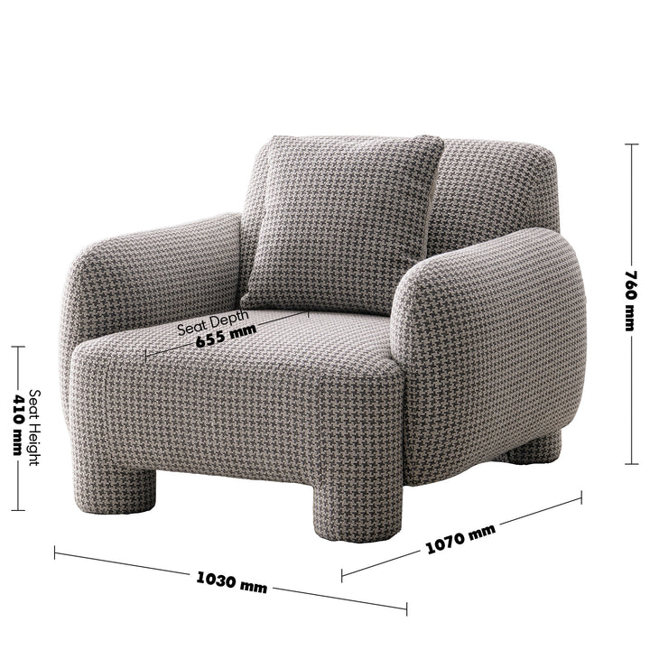 Cream Mixed Weave Fabric 1 Seater Sofa SYRA