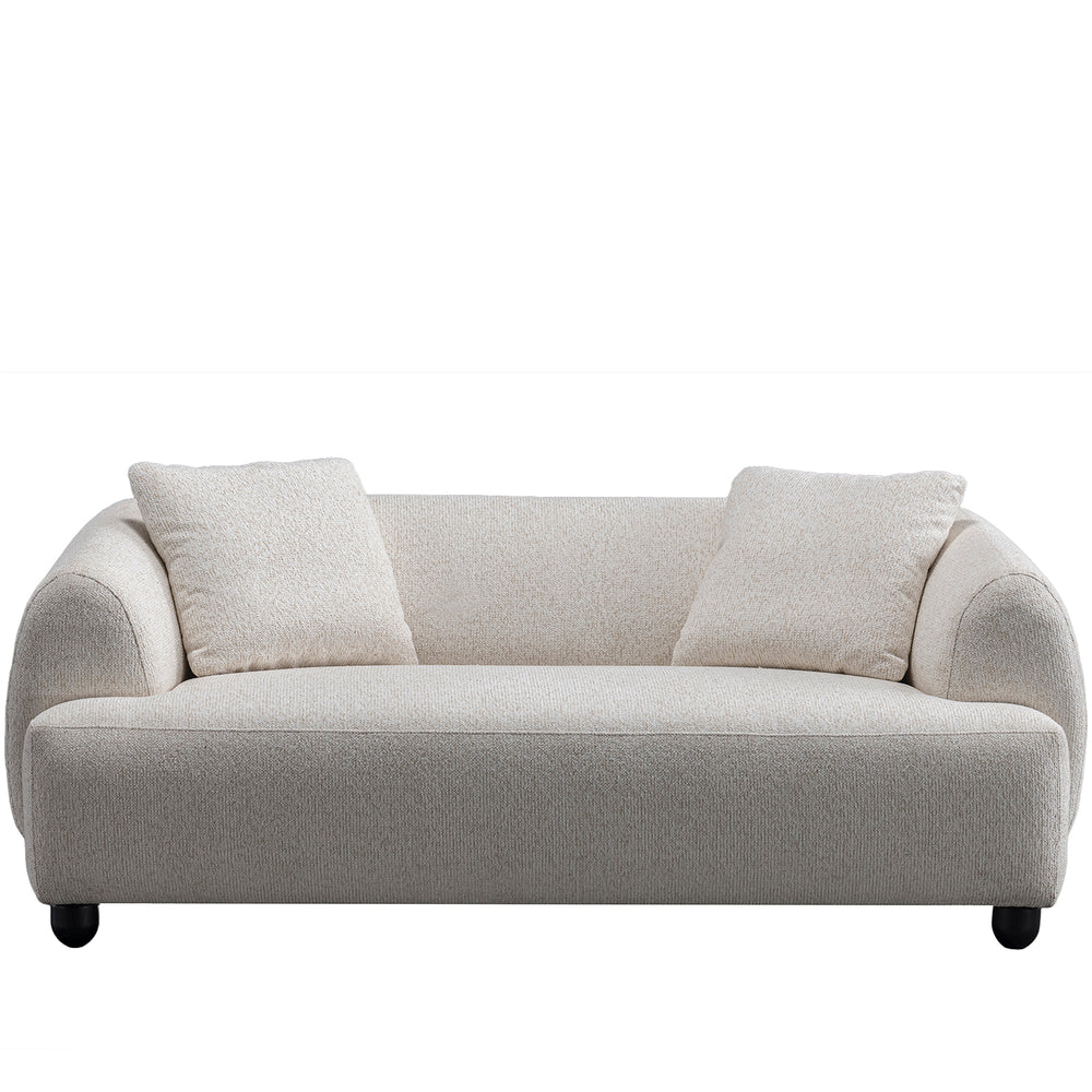 Cream mixed weave fabric 2 seater sofa puffy in white background.