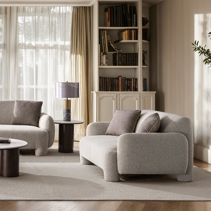 Cream mixed weave fabric 2 seater sofa syra primary product view.