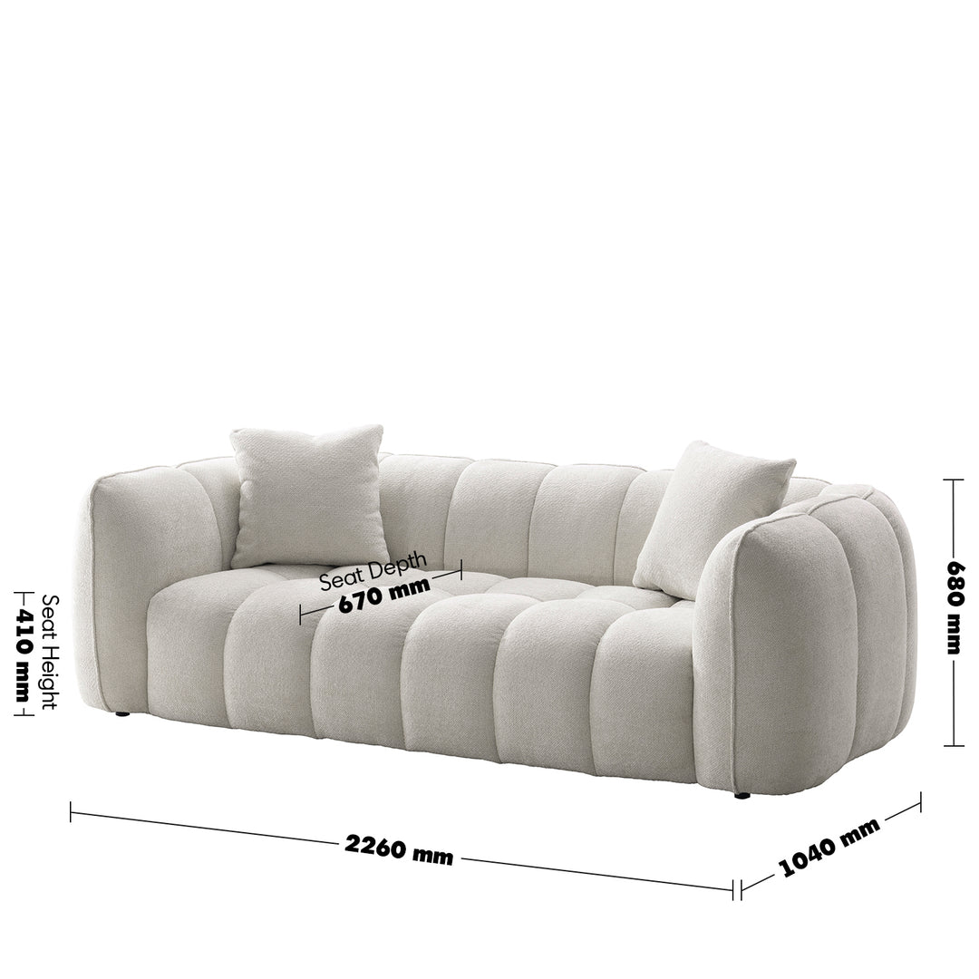 Cream Mixed Weave Fabric 3 Seater Sofa PUDDY