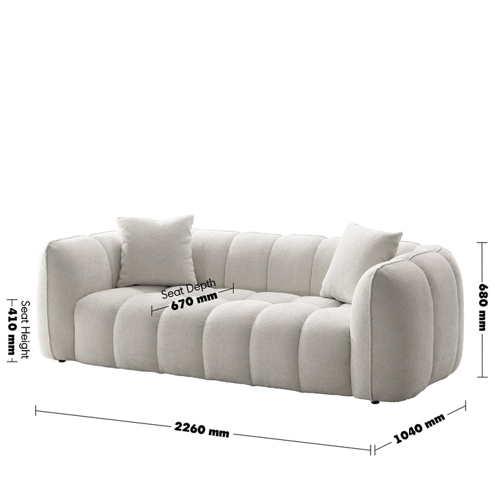 Cream Mixed Weave Fabric 3 Seater Sofa PUDDY