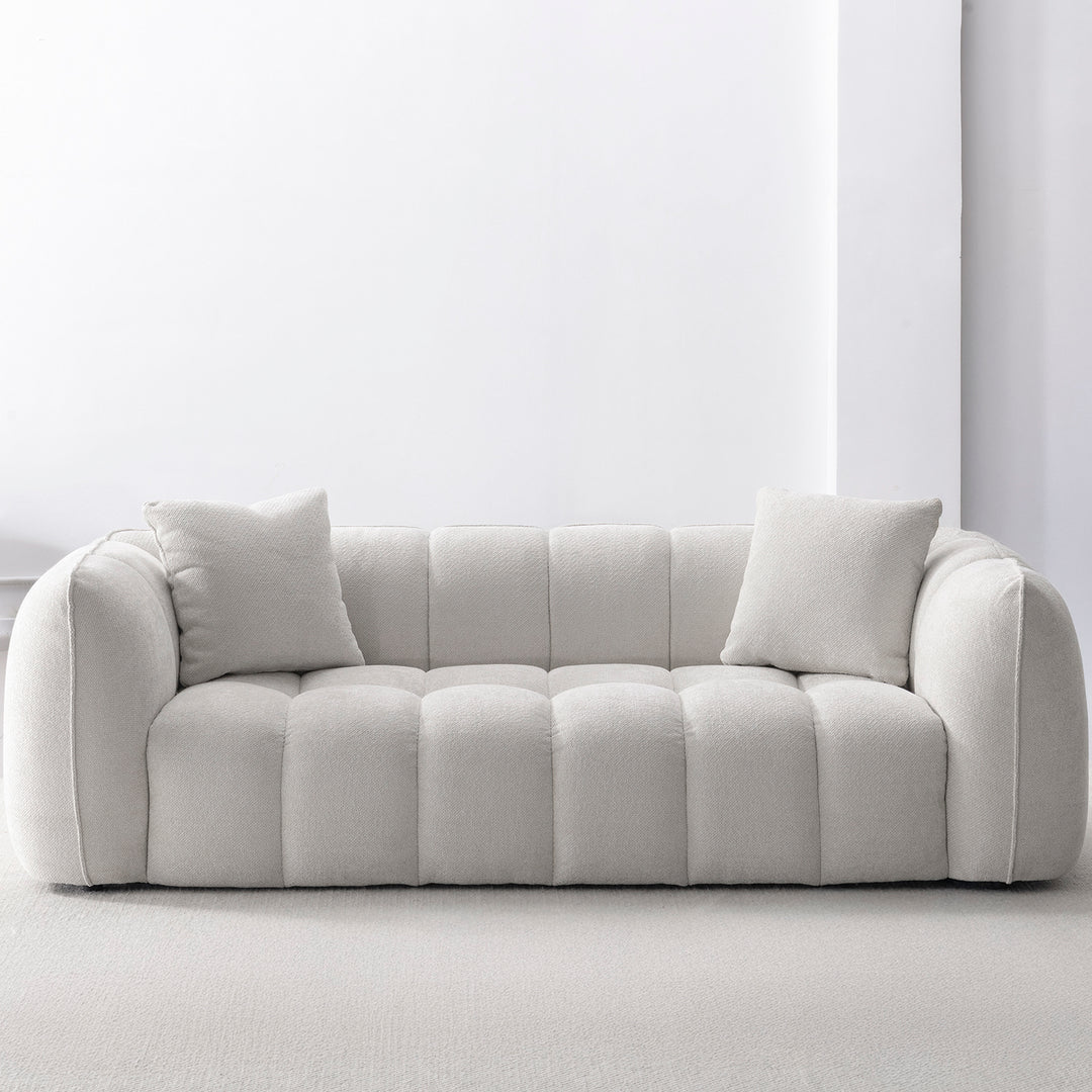 Cream mixed weave fabric 3 seater sofa puddy material variants.