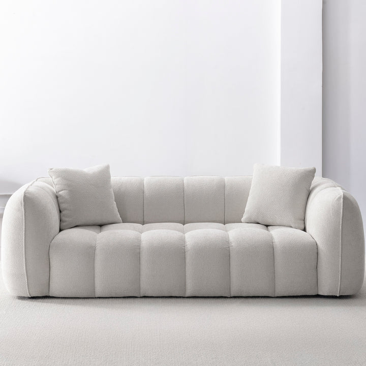 Cream mixed weave fabric 3 seater sofa puddy material variants.