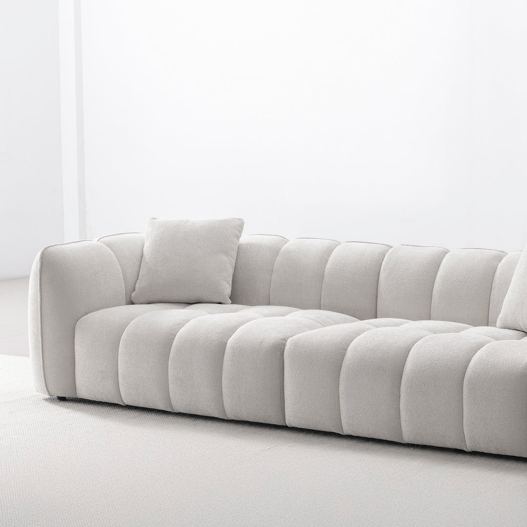 Cream mixed weave fabric 4 seater sofa puddy environmental situation.