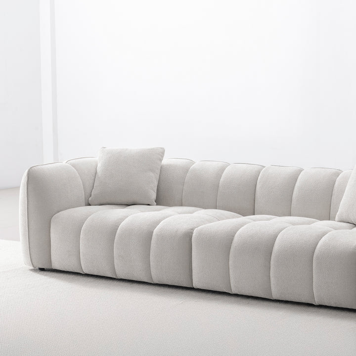 Cream mixed weave fabric 4 seater sofa puddy environmental situation.