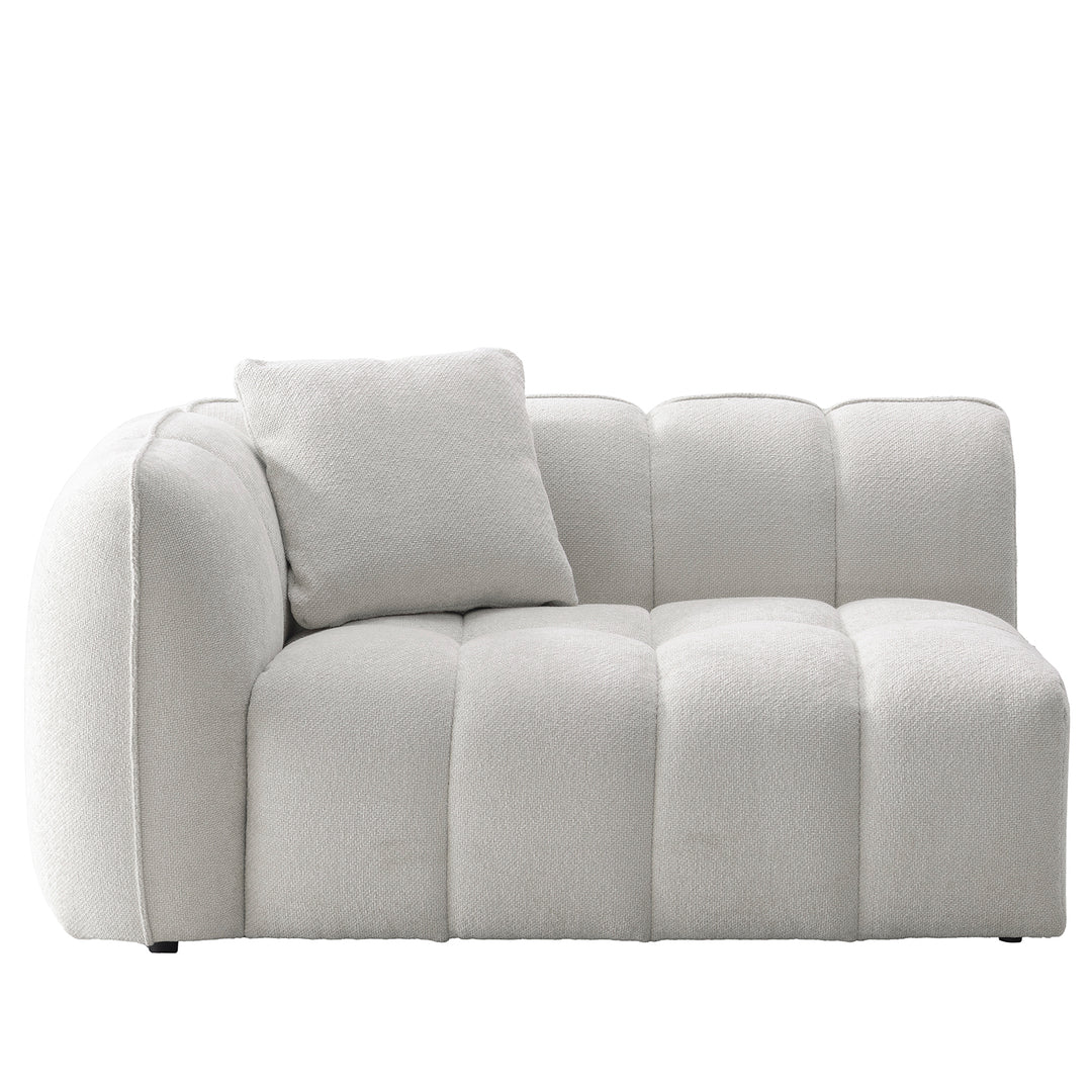 Cream mixed weave fabric 4 seater sofa puddy situational feels.
