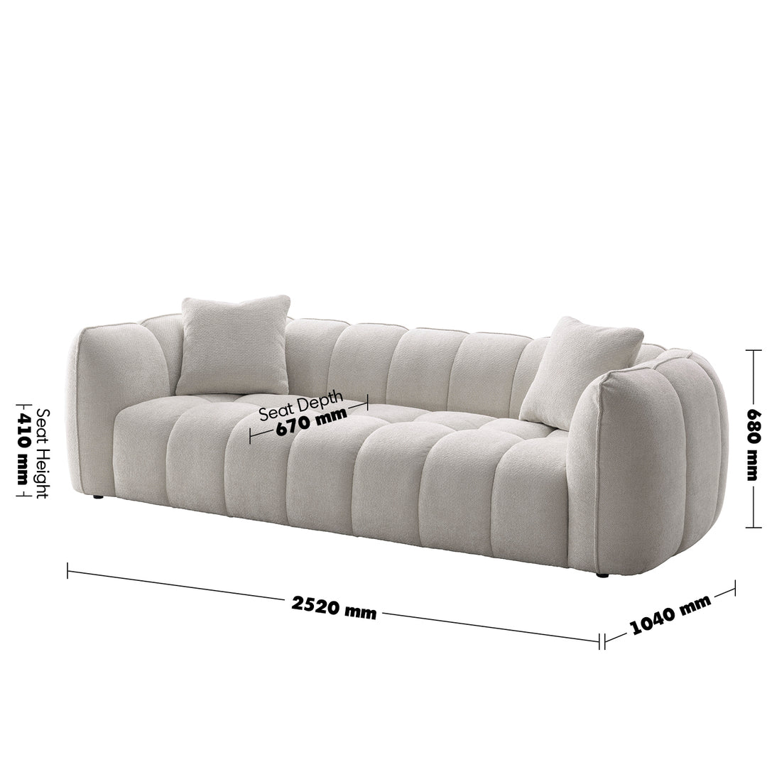 Cream Mixed Weave Fabric 4 Seater Sofa PUDDY