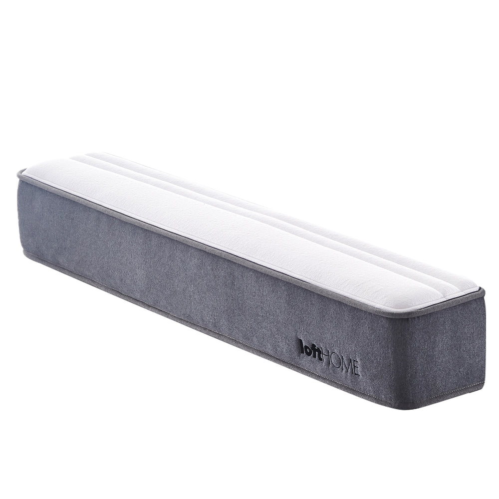 Gray and white mattress topper with 'Hove' branding on a white background