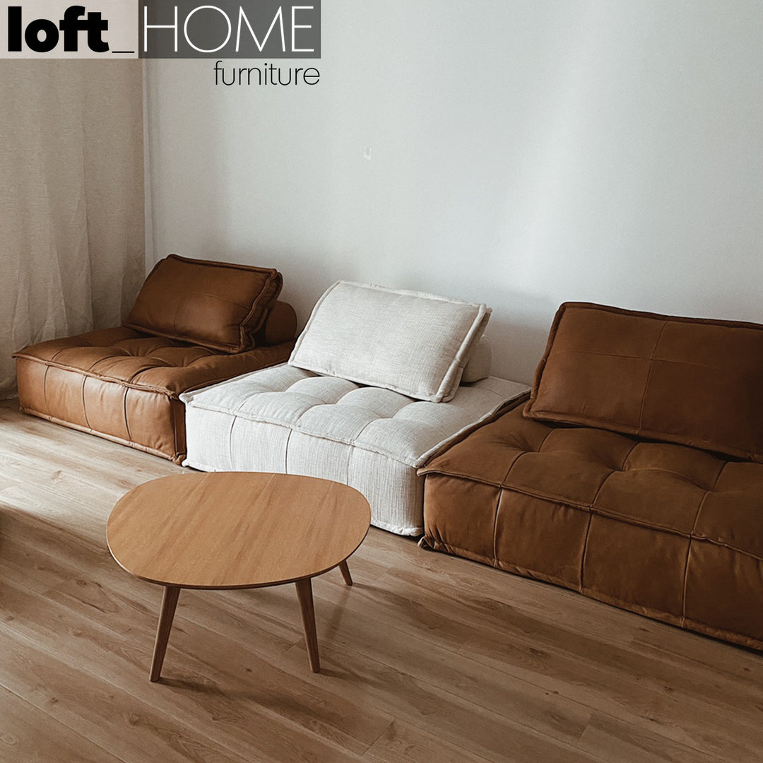 Vintage genuine leather 1 seater sofa element single in details.