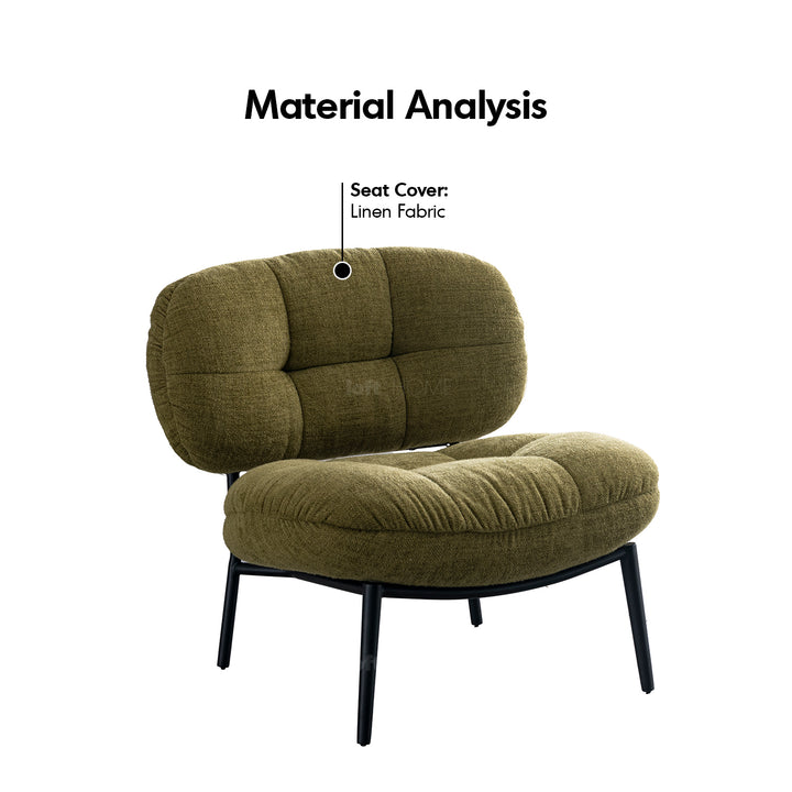 Industrial linen fabric 1 seater sofa luka luka in details.