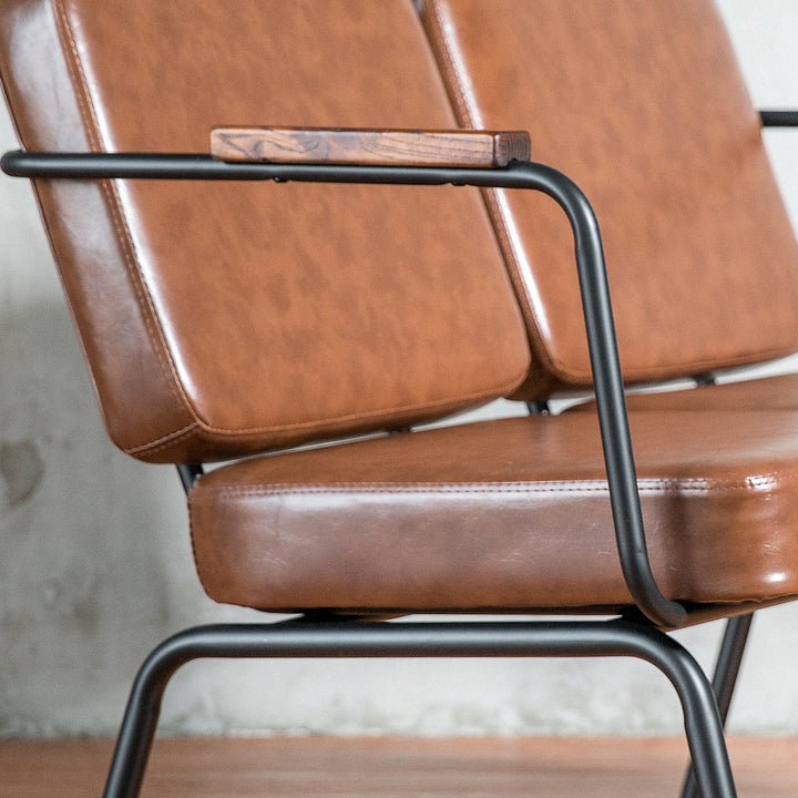 Industrial pu leather dining bench double pullman in panoramic view.