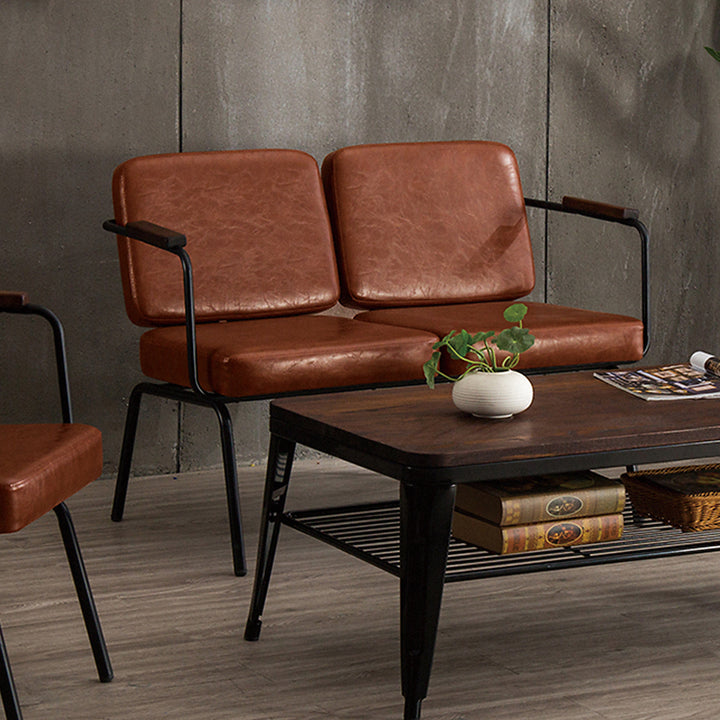 Industrial pu leather dining bench double pullman primary product view.