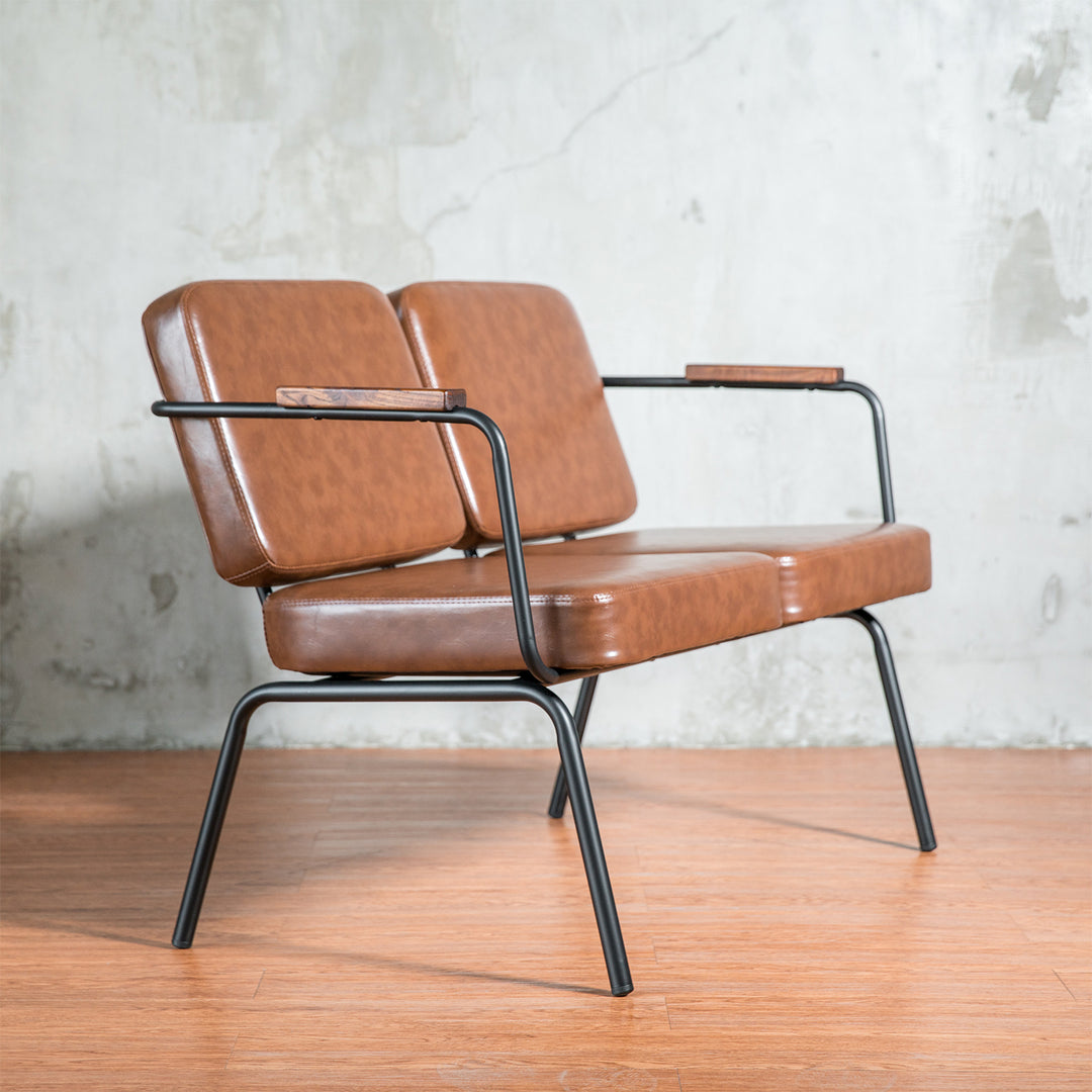 Industrial pu leather dining bench double pullman in details.