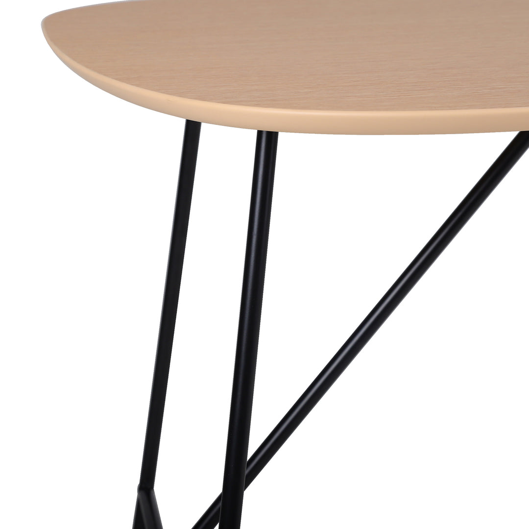 Industrial wood study table tolaro in close up details.