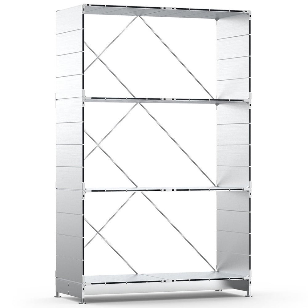 Industrial aluminium bookshelf cube primary product view.