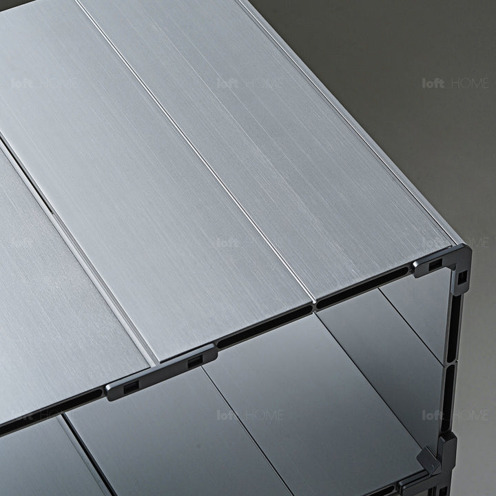 Industrial aluminium shelf cube color swatches.