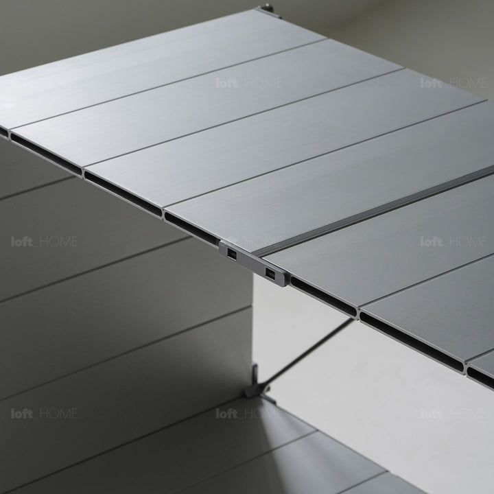 Industrial aluminium shelf cube in real life style.