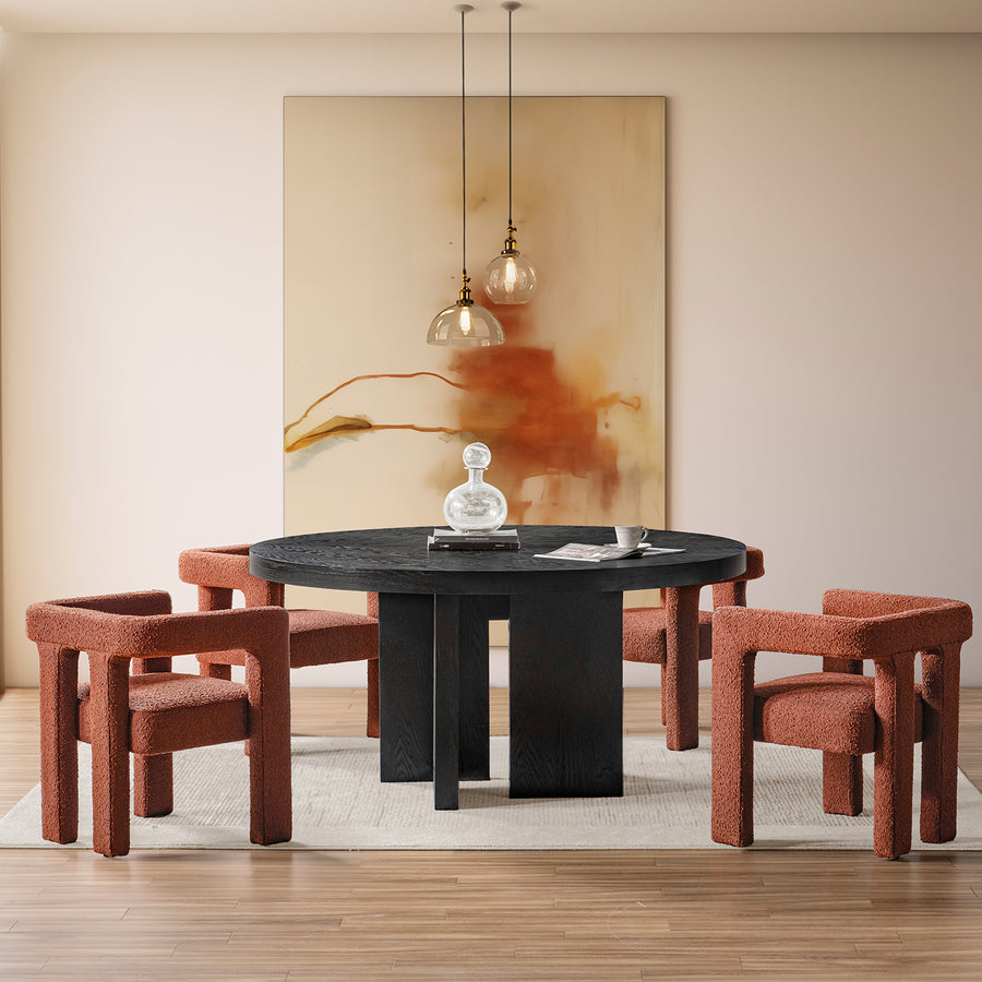Japandi wood round dining table carr primary product view.