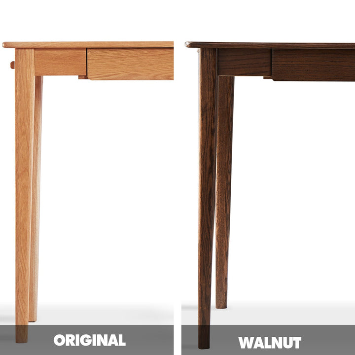 Original and walnut color of Loft Home's Japandi Wood Study Table BELLE