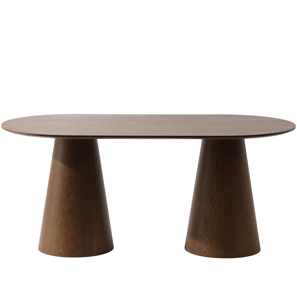 Japandi ash wood veneer oval dining table amalfy primary product view.
