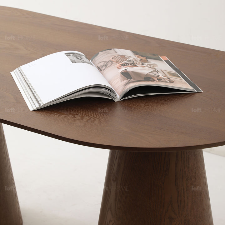 Japandi ash wood veneer oval dining table amalfy in real life style.