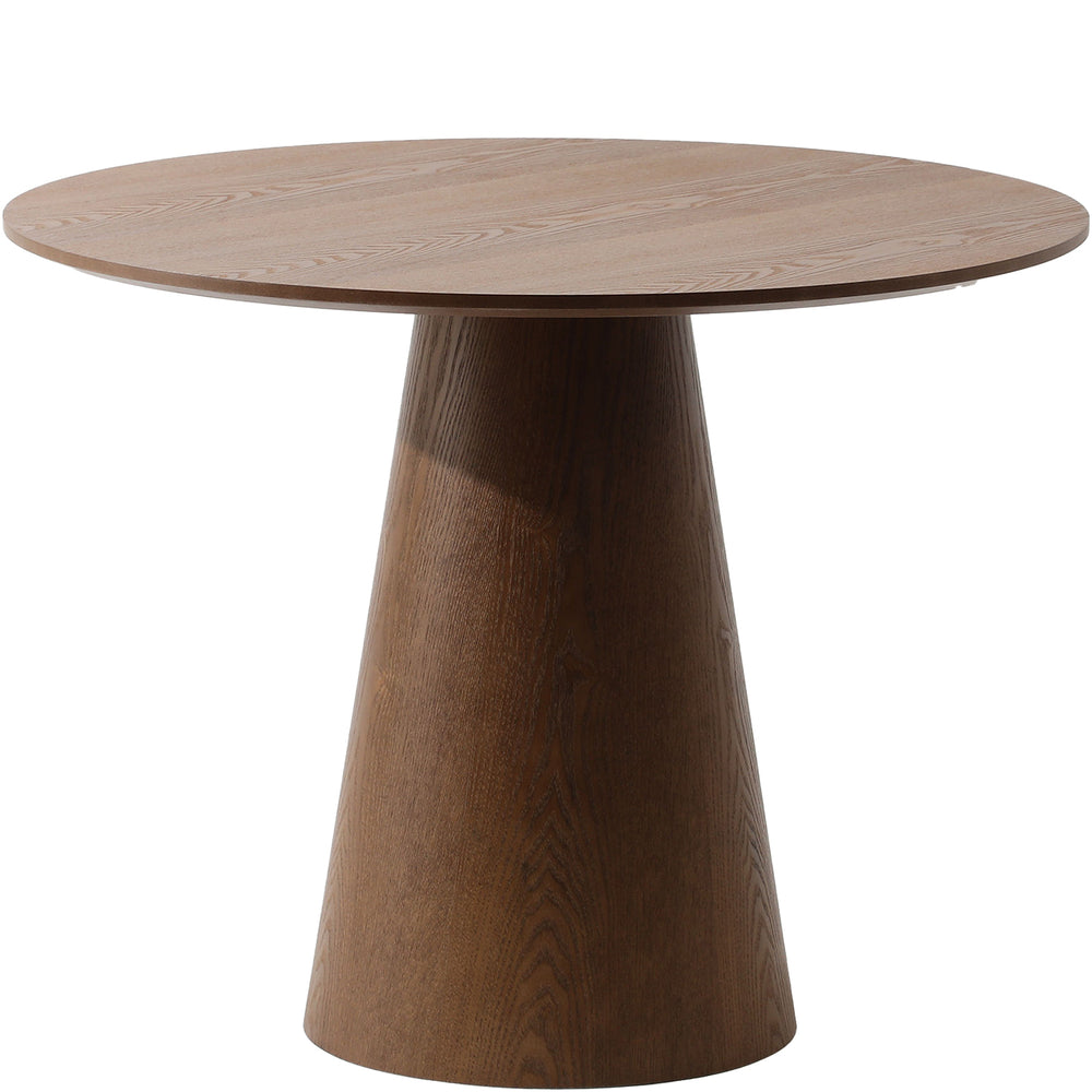 Japandi ash wood veneer round dining table amalfy primary product view.
