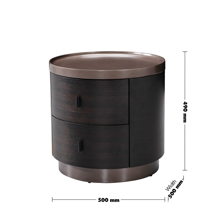 Japandi plywood round side table dusk size charts.