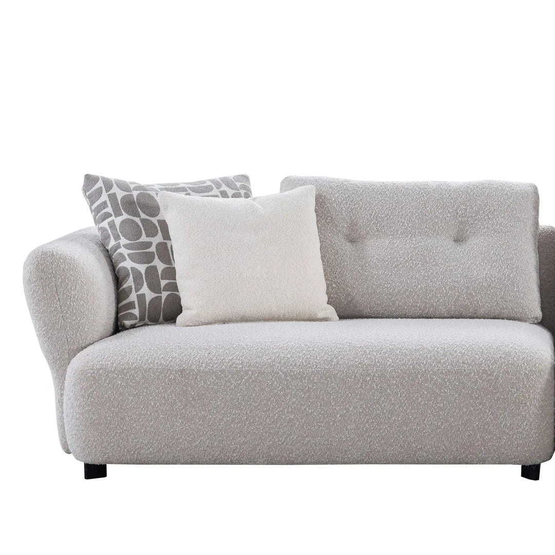 Modern boucle fabric 4 seater sofa couch color swatches.