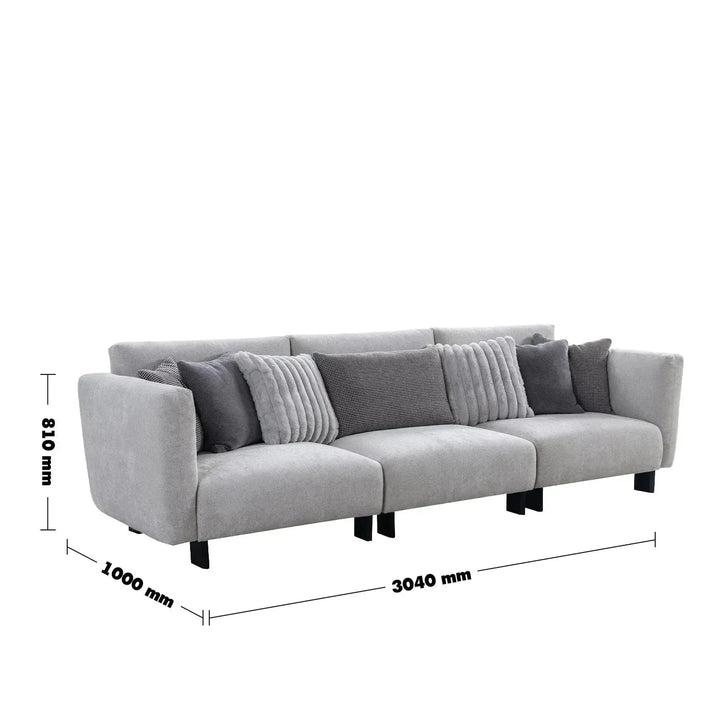 Modern boucle fabric bendable armrest 4 seater sofa pristine size charts.