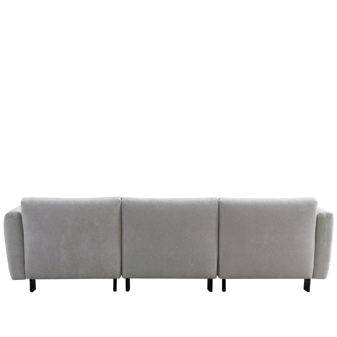 Modern boucle fabric bendable armrest 4 seater sofa pristine color swatches.