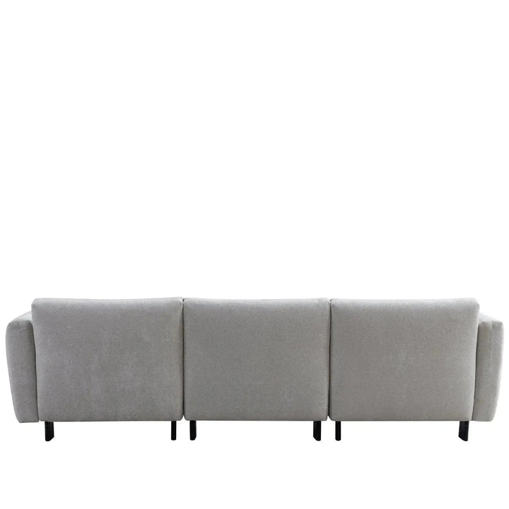 Modern boucle fabric bendable armrest 4 seater sofa pristine color swatches.