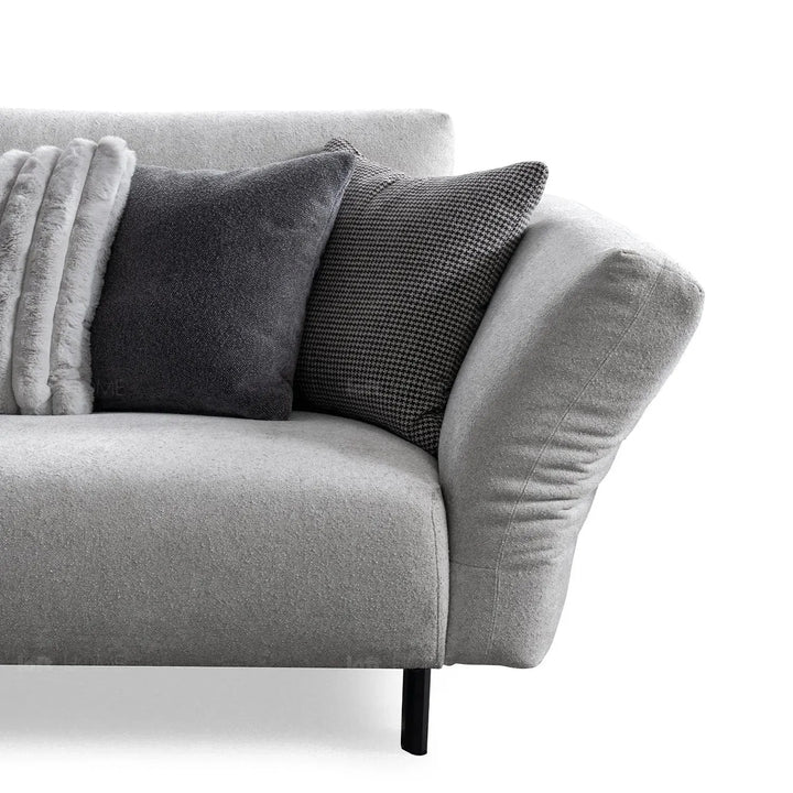 Modern boucle fabric bendable armrest 4 seater sofa pristine material variants.