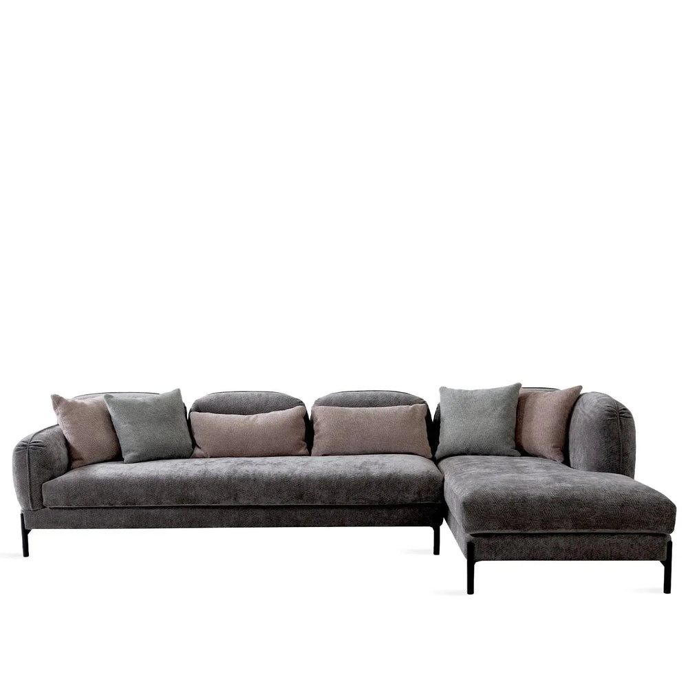 Modern chenille velvet fabric l shape sectional sofa stylish 4+l in white background.