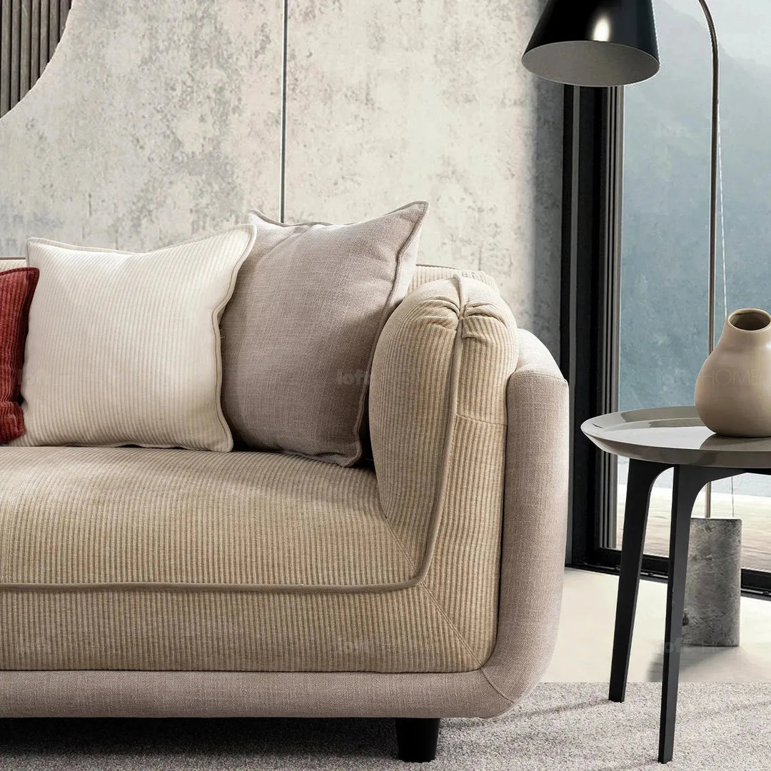 Modern corduroy velvet fabric 4 seater sofa fluff layered structure.