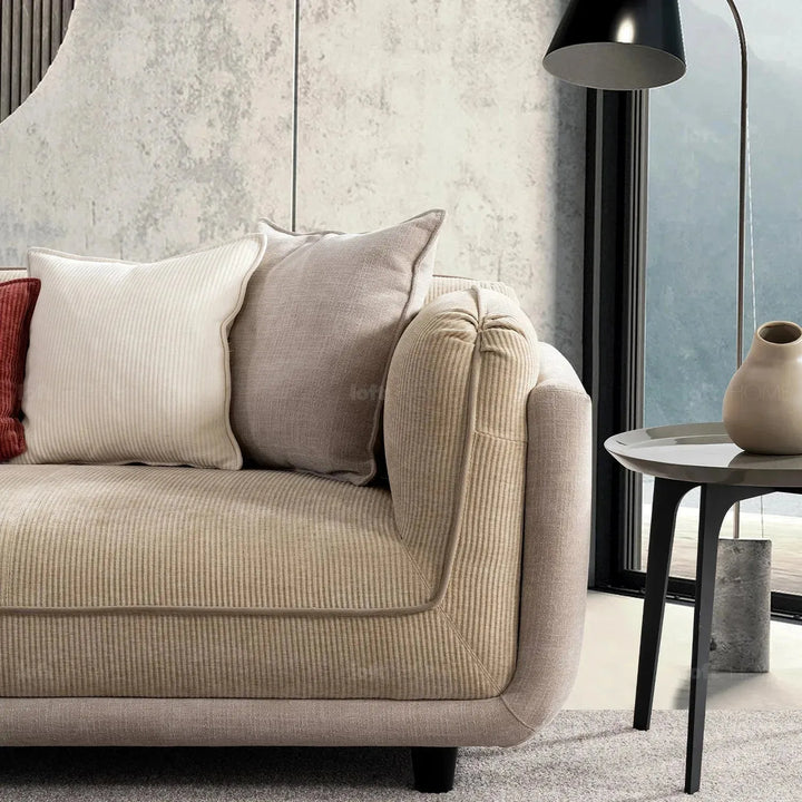 Modern corduroy velvet fabric 4 seater sofa fluff layered structure.