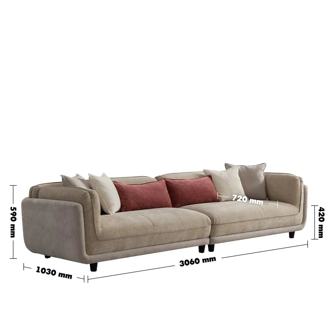 Modern corduroy velvet fabric 4 seater sofa fluff size charts.