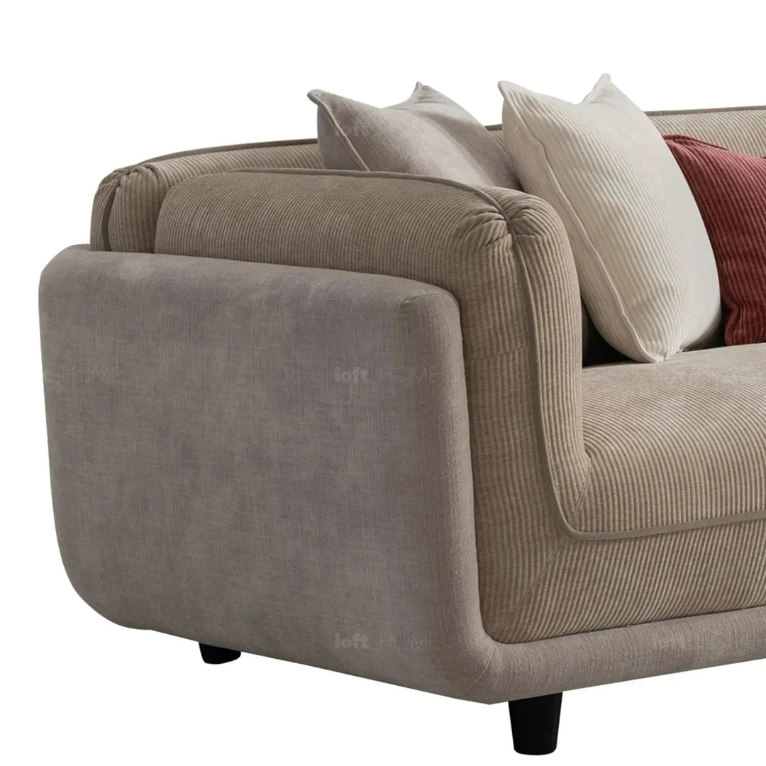 Modern corduroy velvet fabric 4 seater sofa fluff in real life style.