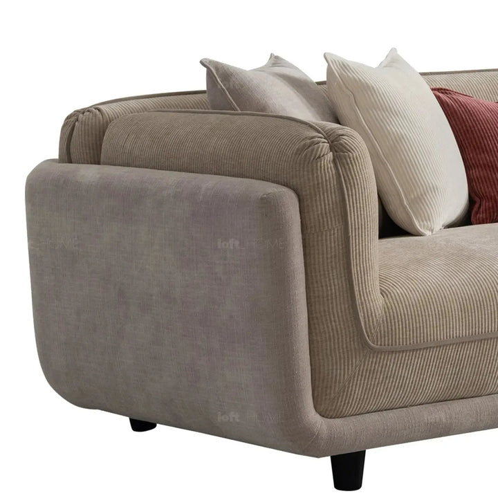 Modern corduroy velvet fabric 4 seater sofa fluff in real life style.