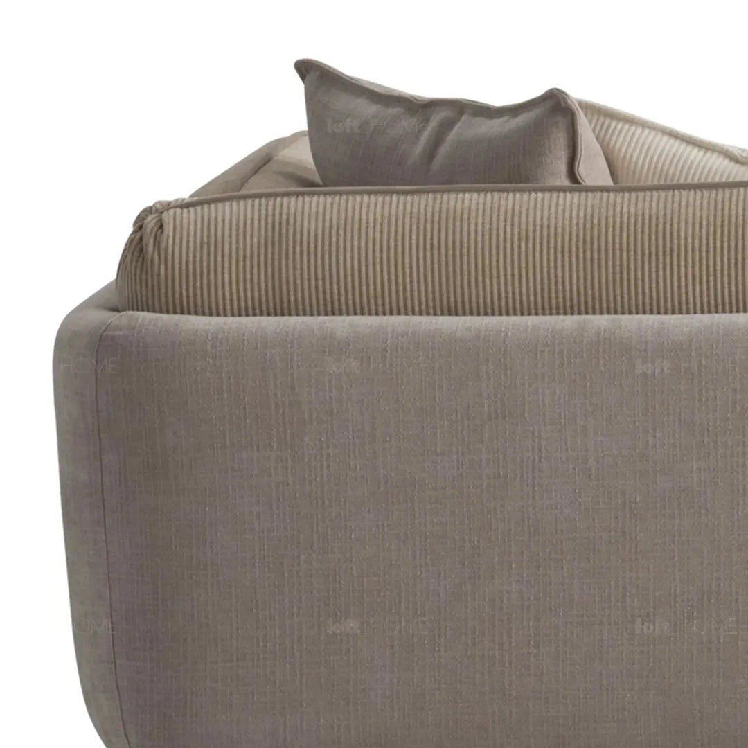 Modern corduroy velvet fabric 4 seater sofa fluff in details.