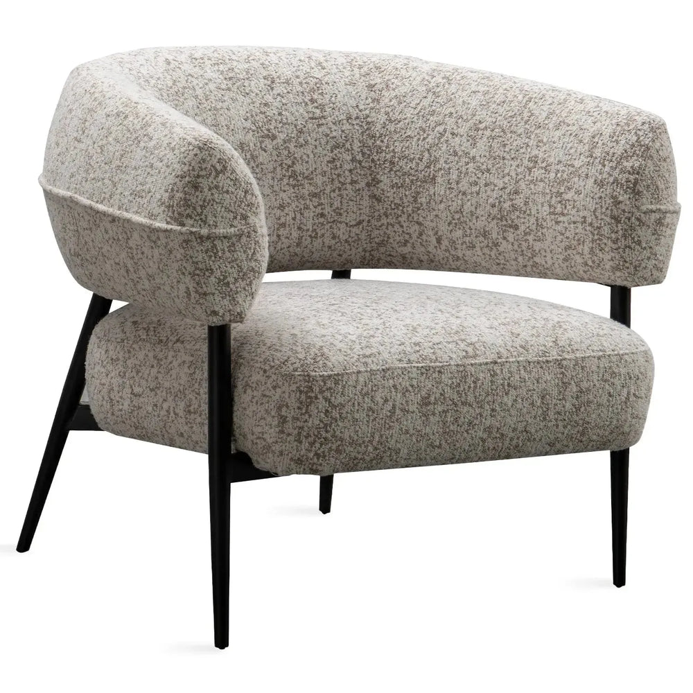 Modern mixed weave fabric 1 seater sofa bayeux in white background.